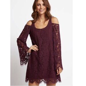 Chaser lace cold shoulder long sleeve mini dress